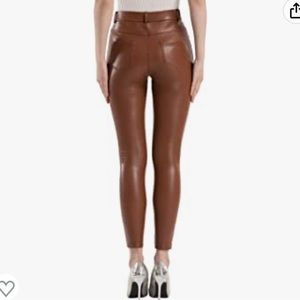 Tagoo Leather brown : vegan leather vinyl pleather fleeced lined leggings